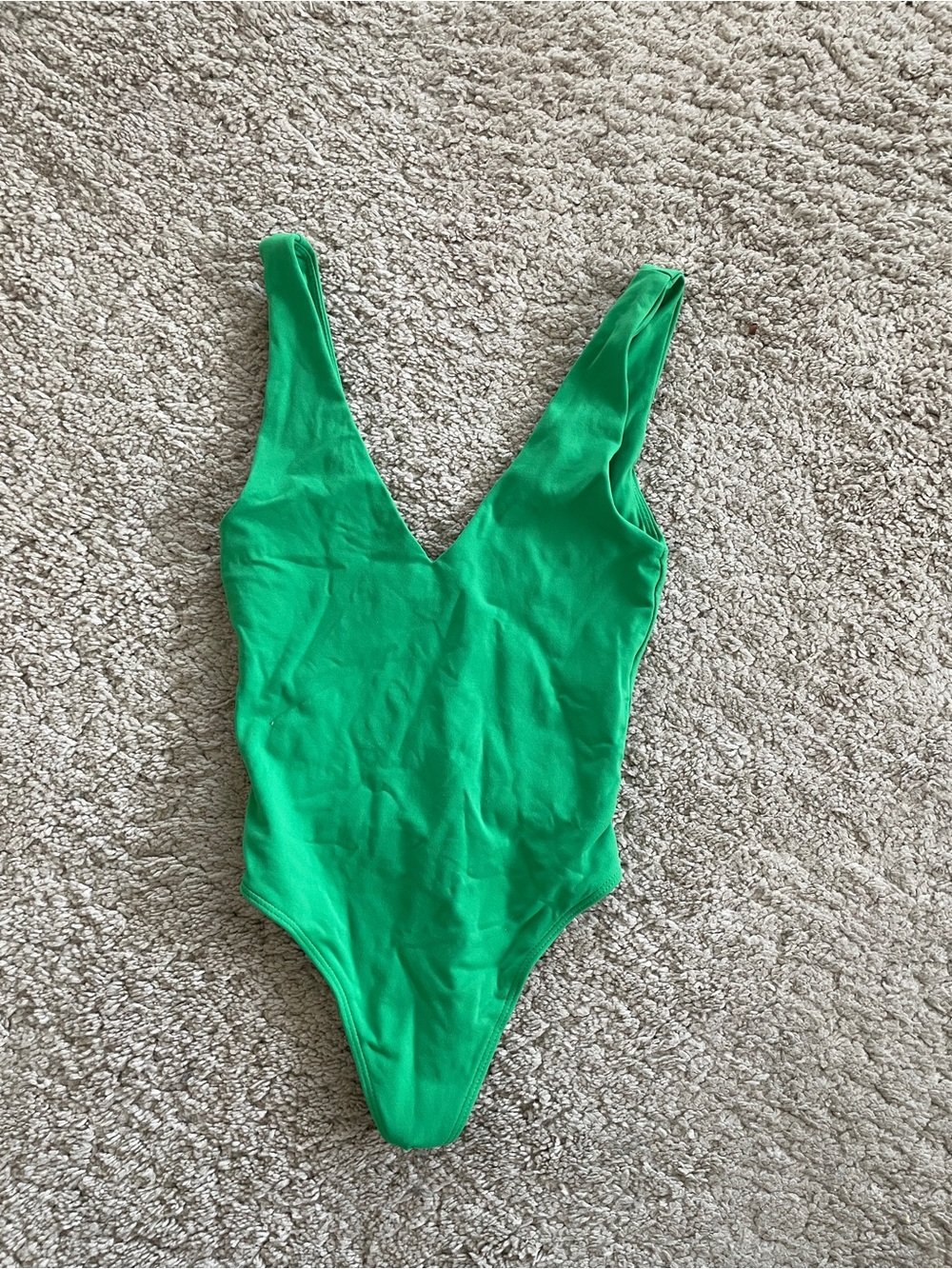 Babaton Green V-Neck One-Piece Bodysuit